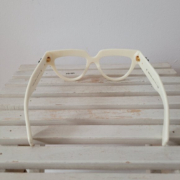 Authentic White Prada Glasses/Frames with Black Floral Details -Model VPR07Q - Picture 6 of 10